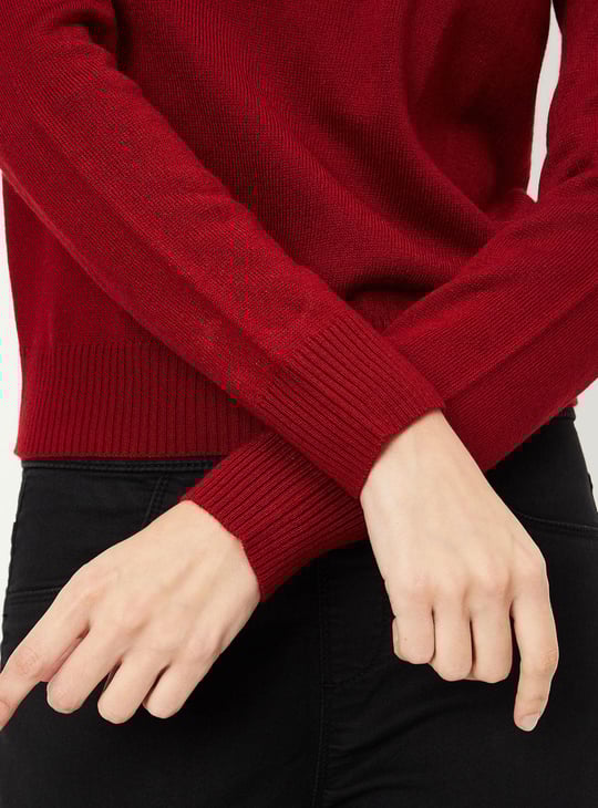 Women Lace Detailed Yolk Knitted Sweater