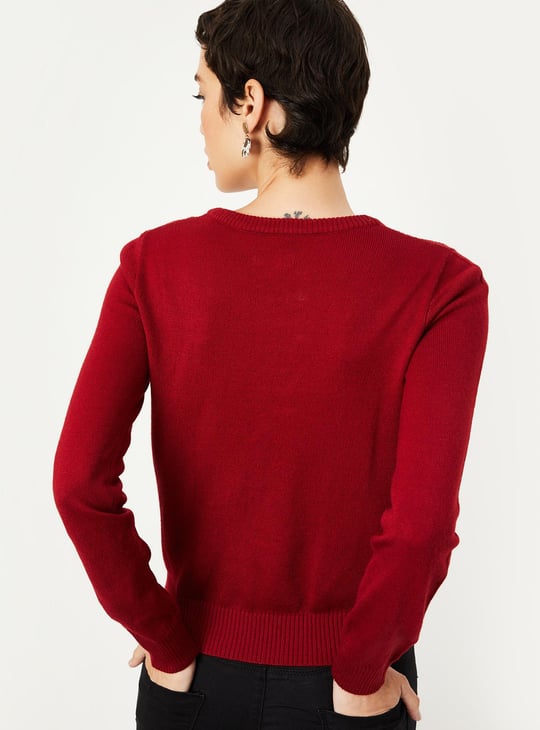 Women Lace Detailed Yolk Knitted Sweater