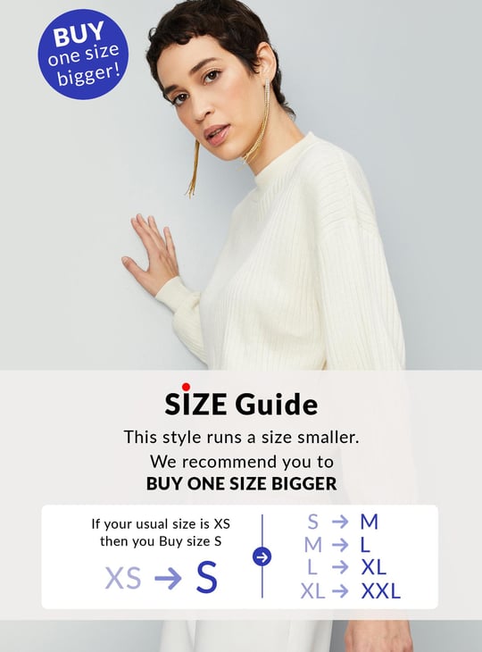 Women Knitted Ribbed Hem Sweater