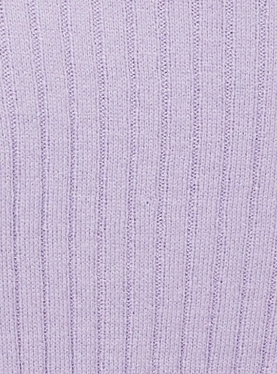 Women Knitted Ribbed Hem Sweater