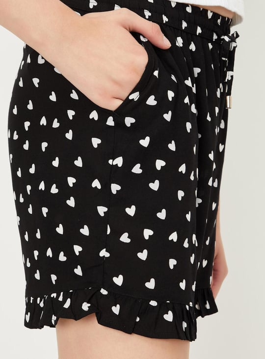 Women Heart Printed Elasticated Shorts