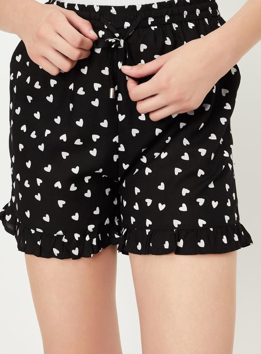 Women Heart Printed Elasticated Shorts