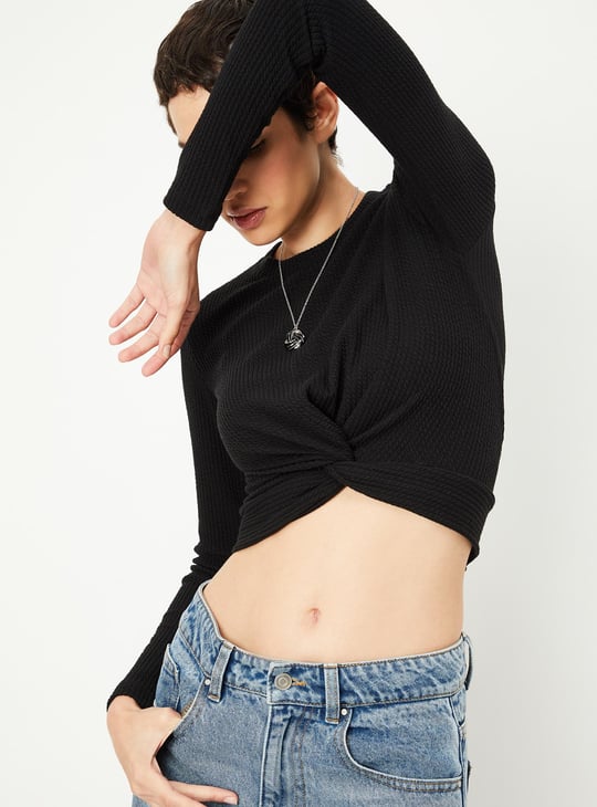 Women Twisted Waist Crop Top