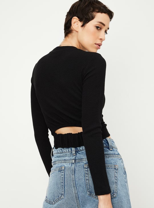 Women Twisted Waist Crop Top