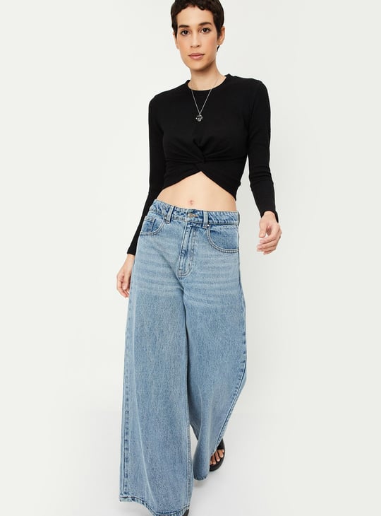 Women Twisted Waist Crop Top