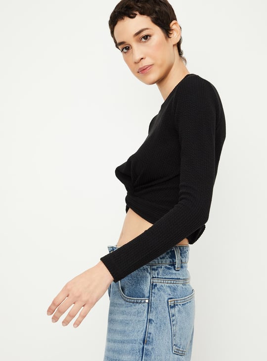 Women Twisted Waist Crop Top