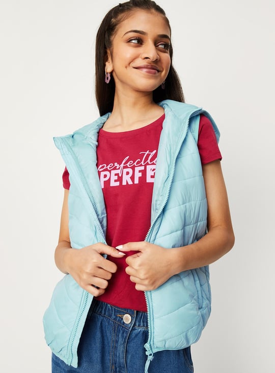 Girls Quilted Hooded Gilet Jacket