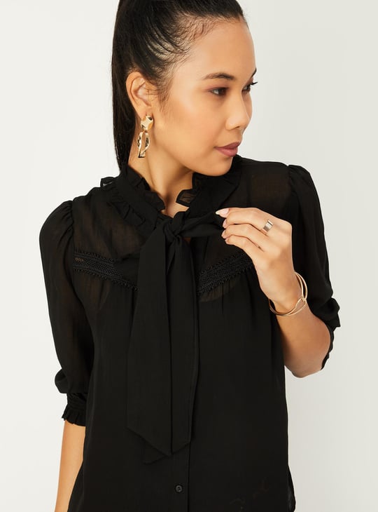 Women Tie-Up Neck Blouse with Camisole
