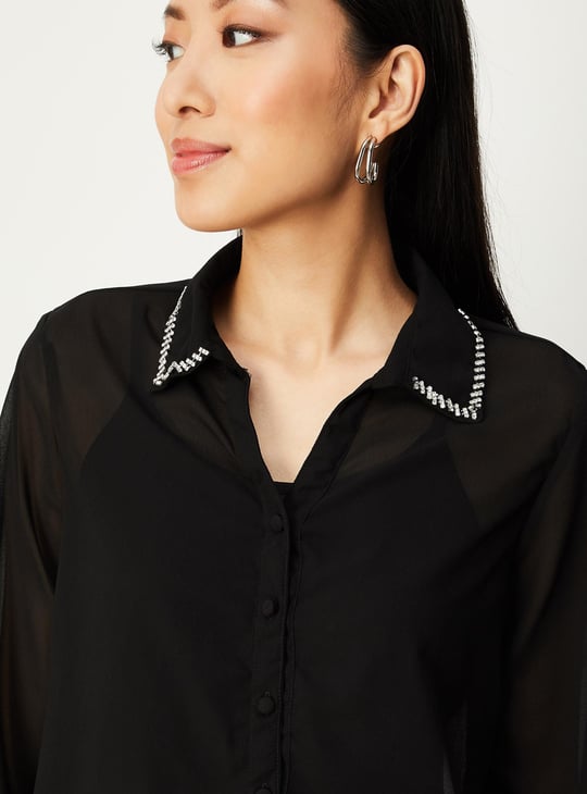 Women Embellished Collar Dressy Blouse