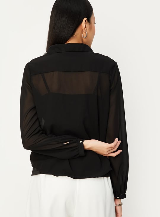 Women Embellished Collar Dressy Blouse