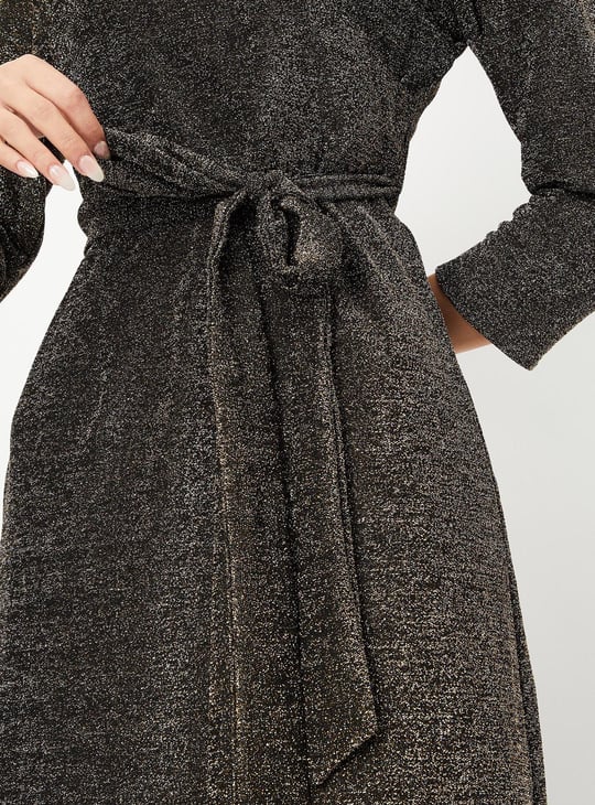 Women Shimmer Knit Wrap Dress