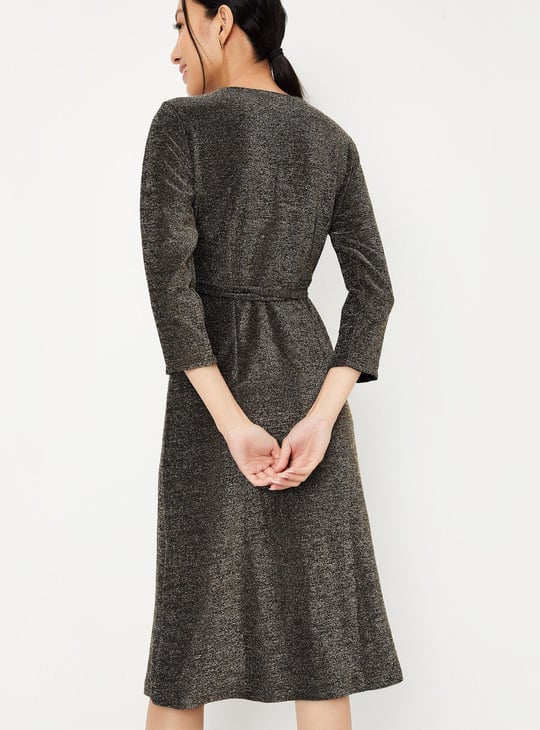 Women Shimmer Knit Wrap Dress