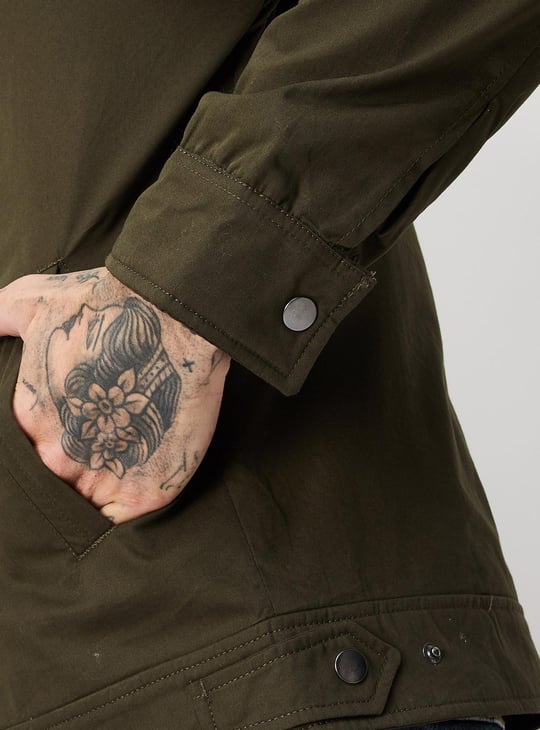 Men Solid Mock Collar Jacket