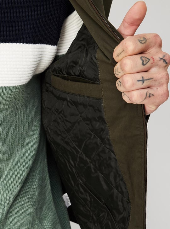 Men Solid Mock Collar Jacket
