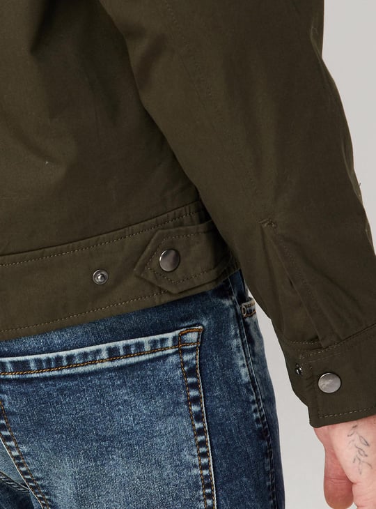 Men Solid Mock Collar Jacket