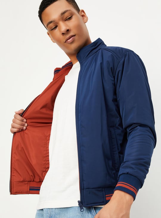 Men Reversible Mock Collar Jacket