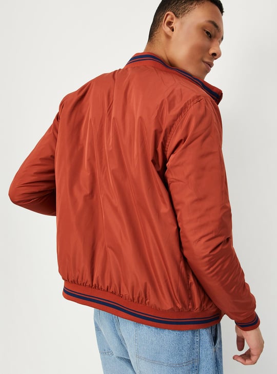 Men Reversible Mock Collar Jacket
