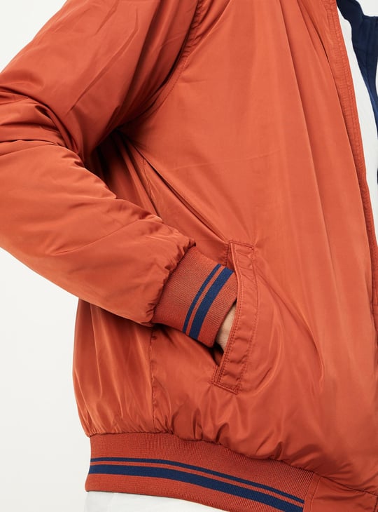 Men Reversible Mock Collar Jacket