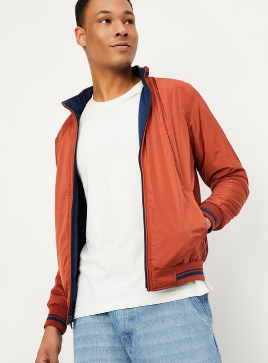 Men Reversible Mock Collar Jacket