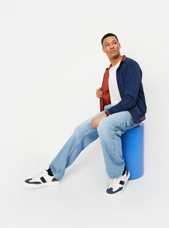 Men Reversible Mock Collar Jacket