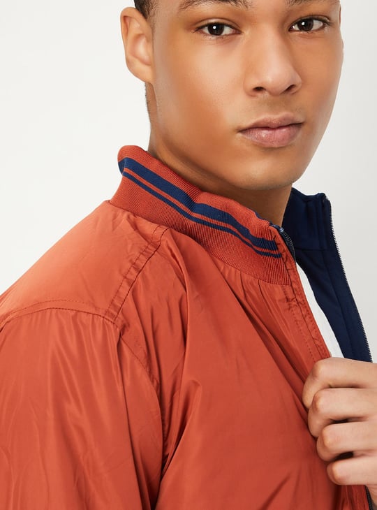 Men Reversible Mock Collar Jacket