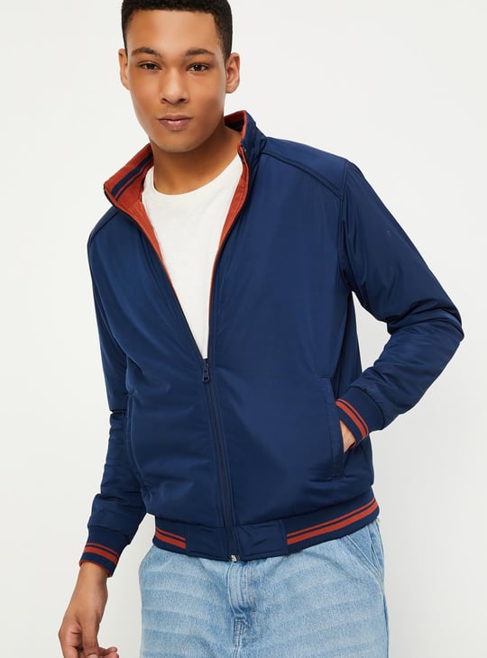 Men Reversible Mock Collar Jacket