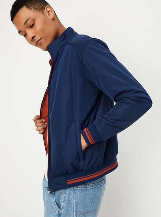Men Reversible Mock Collar Jacket