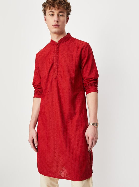 Men Chikankari Straight Kurta