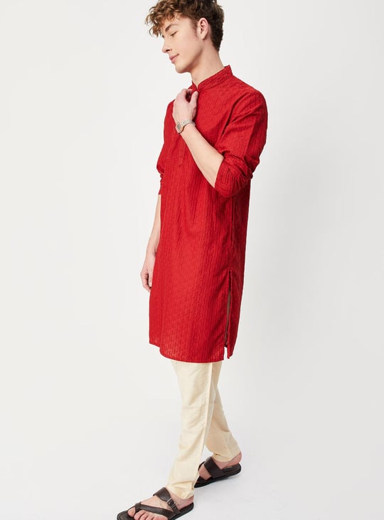 Men Chikankari Straight Kurta