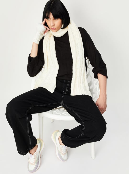 Women Cable Knit Muffler