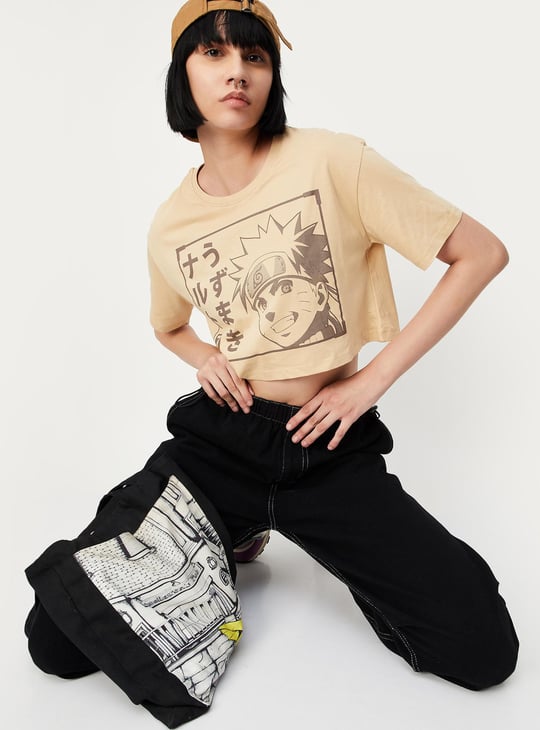 Women Naruto Printed Cropped T-shirt