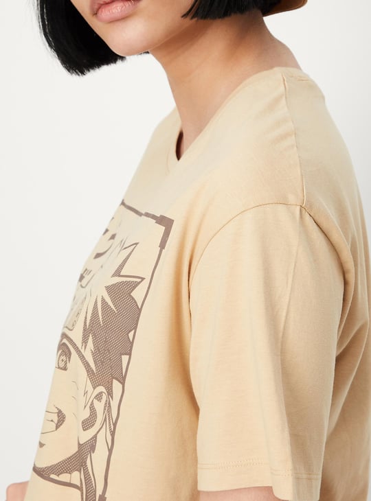 Women Naruto Printed Cropped T-shirt