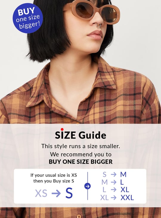 Women Checked Cropped Shirt