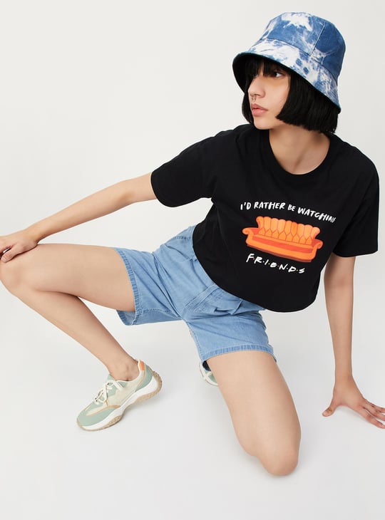 Women Friends Printed Crop T-shirt