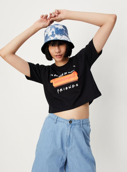 Women Friends Printed Crop T-shirt