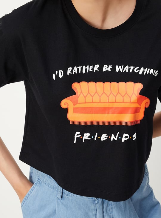 Women Friends Printed Crop T-shirt