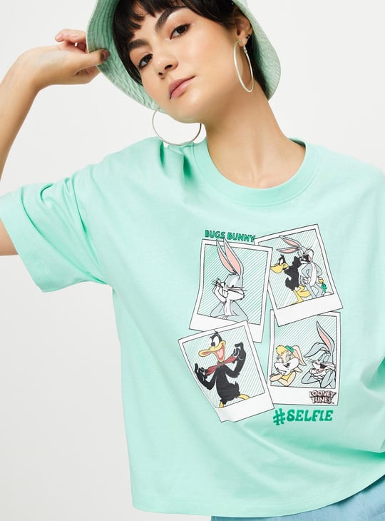 Women Oversized Bugs Bunny Printed T-shirt