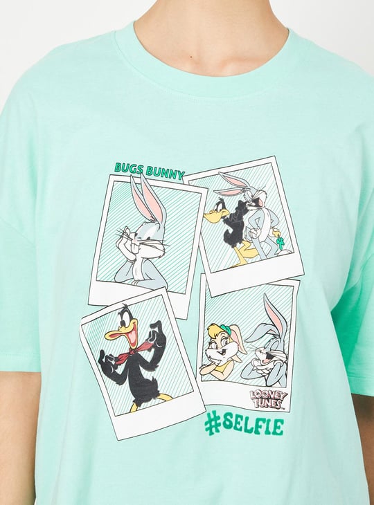 Women Oversized Bugs Bunny Printed T-shirt