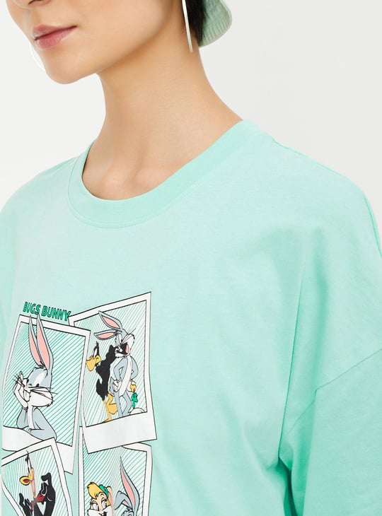 Women Oversized Bugs Bunny Printed T-shirt
