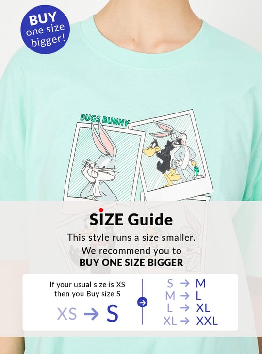 Women Oversized Bugs Bunny Printed T-shirt