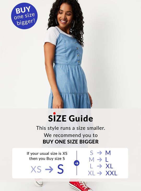 Women Pinafore Denim Dress with T-shirt