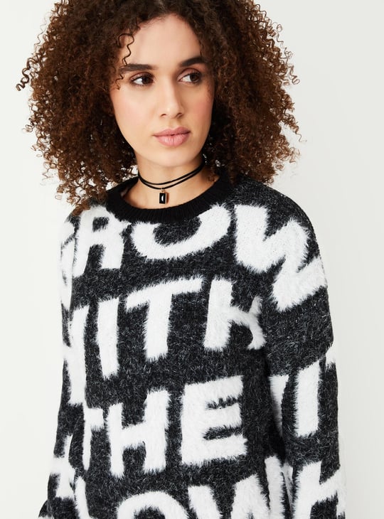 Women Yarn Fuzzy Sweater