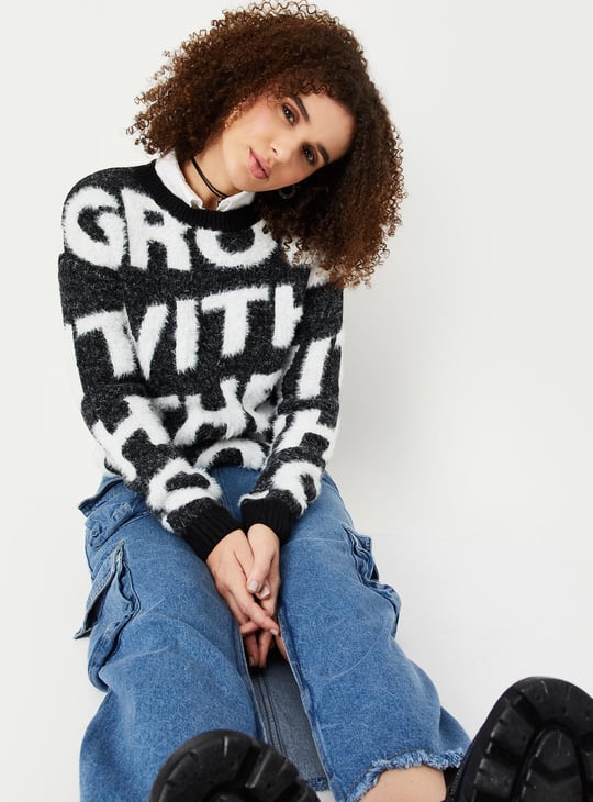 Women Yarn Fuzzy Sweater