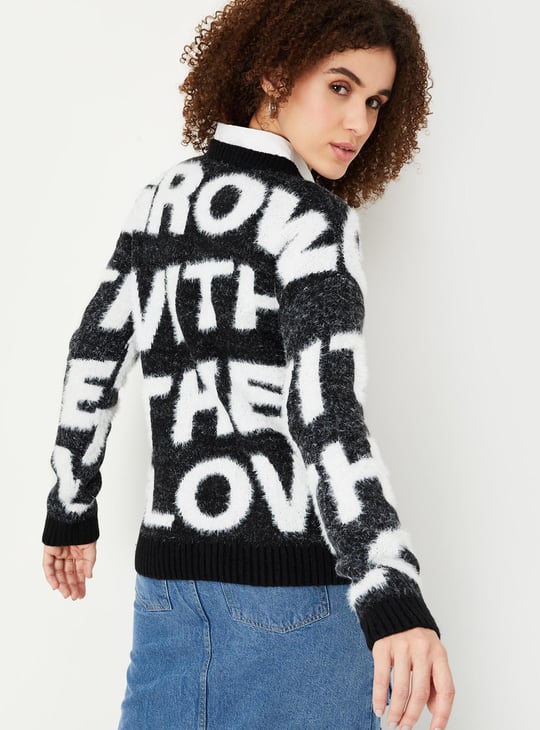 Women Yarn Fuzzy Sweater