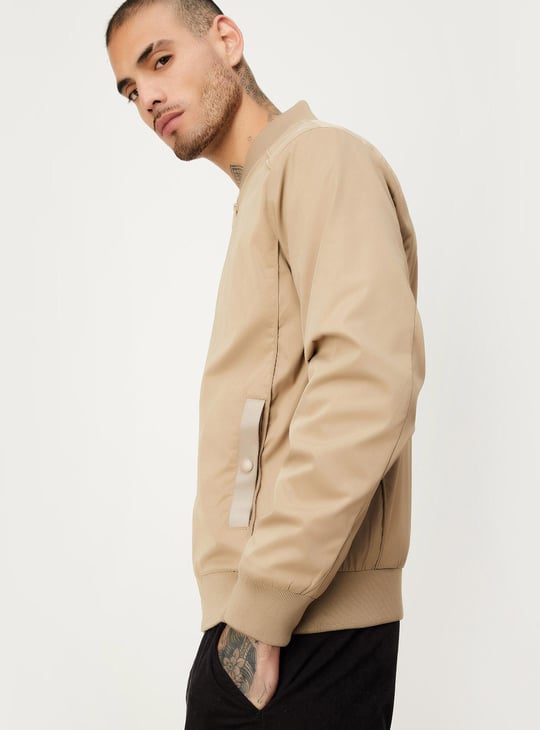 Men Solid Bomber Jacket