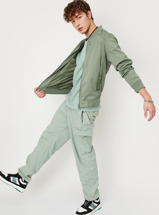 Men Solid Bomber Jacket