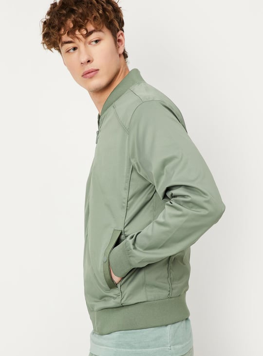 Men Solid Bomber Jacket