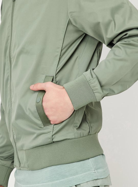 Men Solid Bomber Jacket