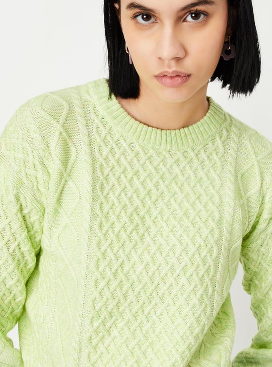 Women Cable Knit Cropped Sweater