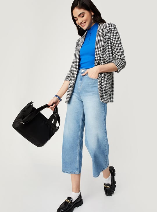 Women Houndstooth Casual Blazer